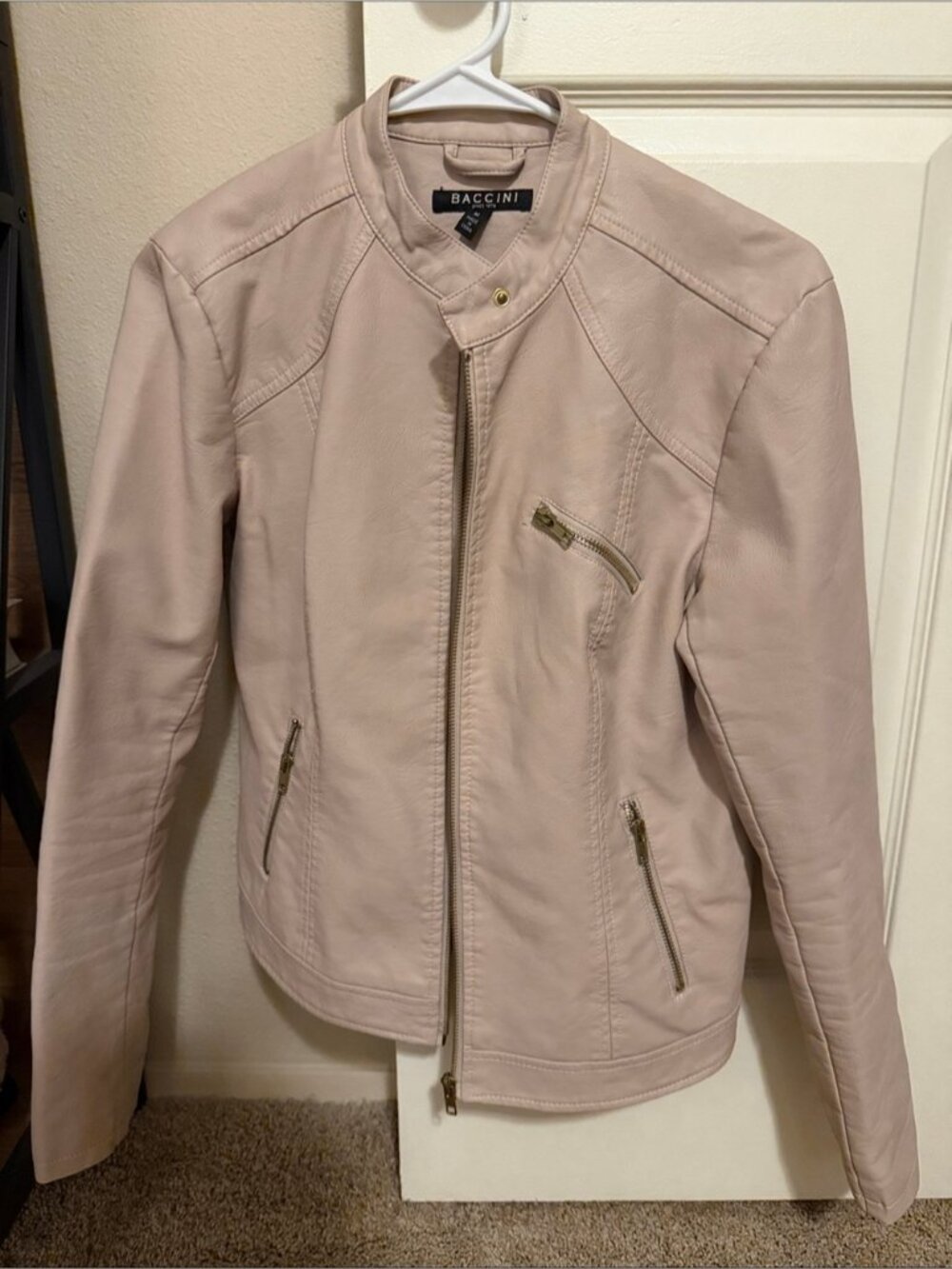 Baccini Light Blush Leather Moto Jacket
